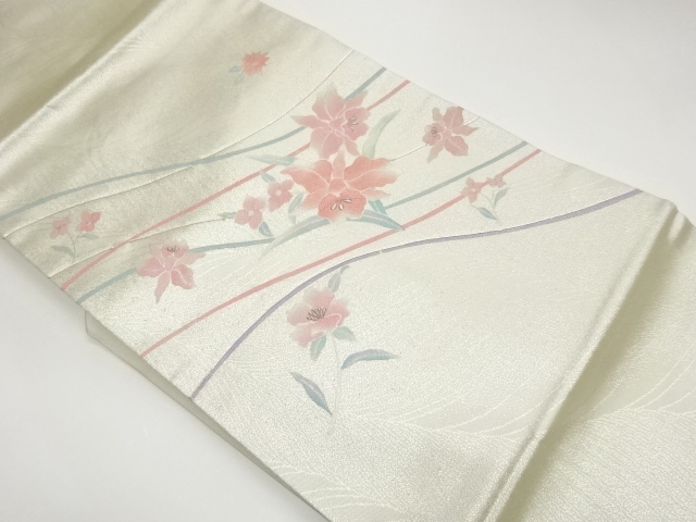 JAPANESE KIMONO / SILVER KOMA EMBROIDERY SILVER COLORED CATTLEYA PATTE